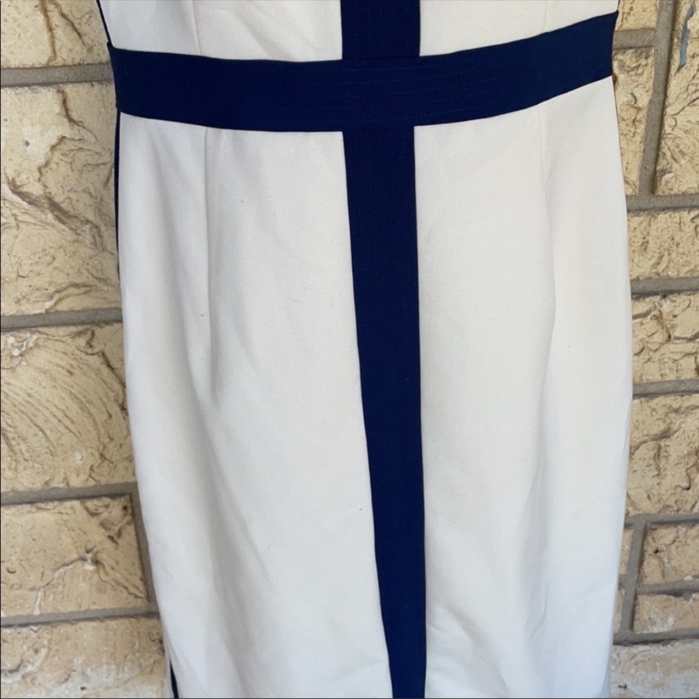 Ellen Tracy Dress Navy Blue & Ivory Size 6 Casual career Formal - Picture 6 of 12